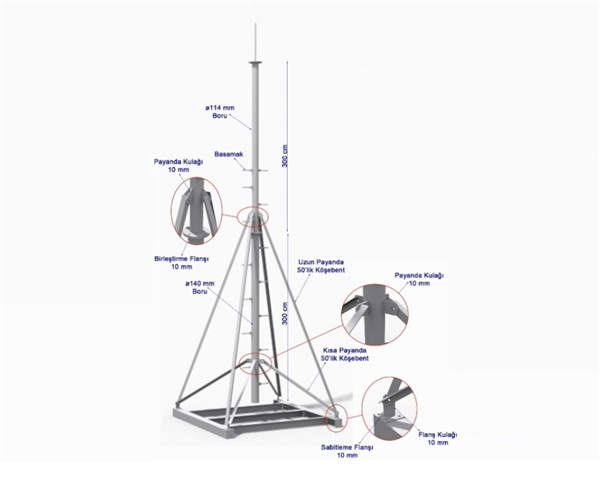 KONTEYNER ÜZERİ POLE 8m